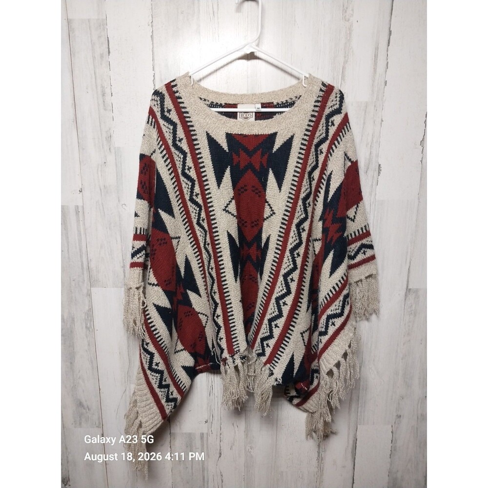 Rod's Western Palace Southwestern Knit Poncho Sweater Medium